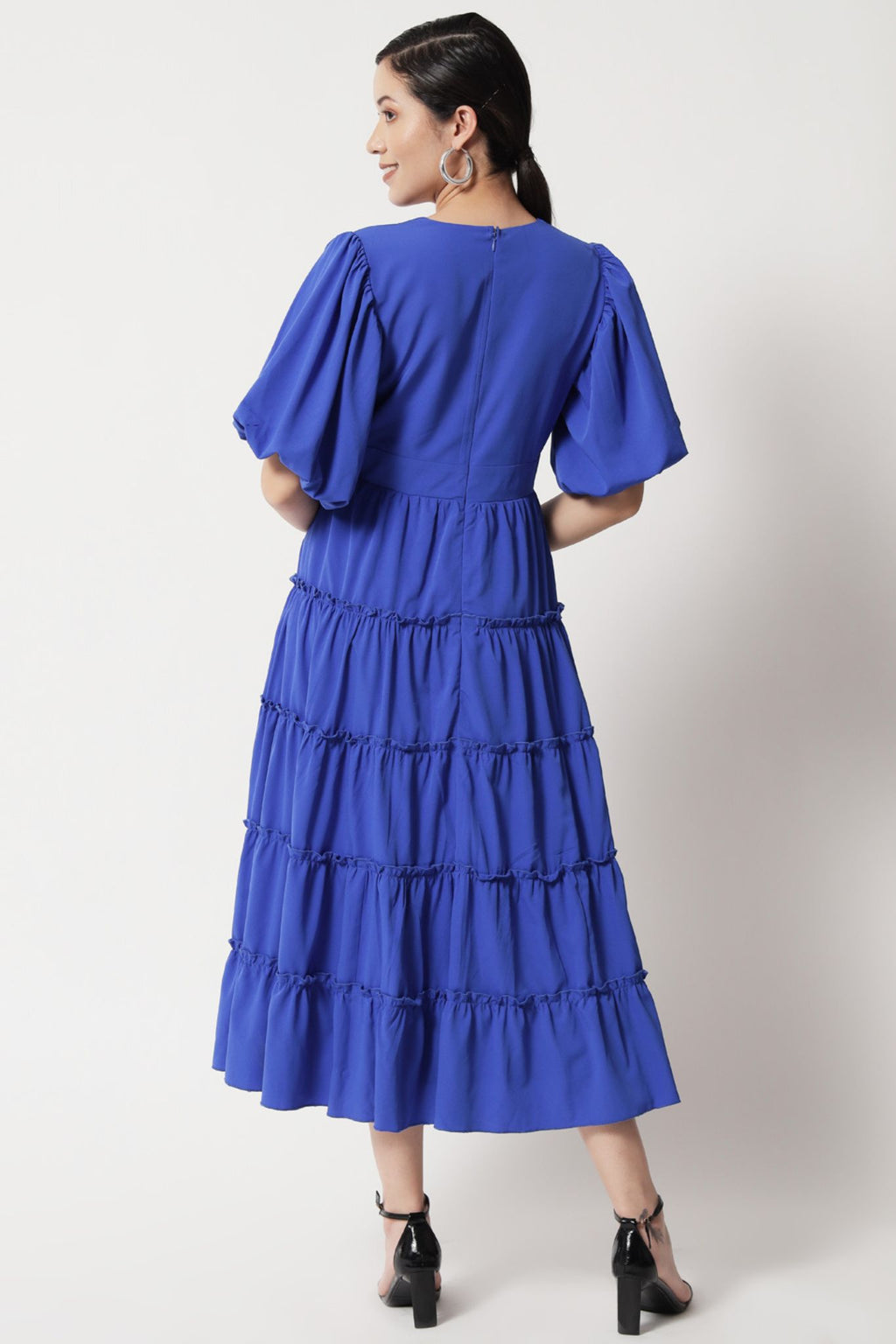 Royal Blue Surplice Tier Dress - Alter Amour