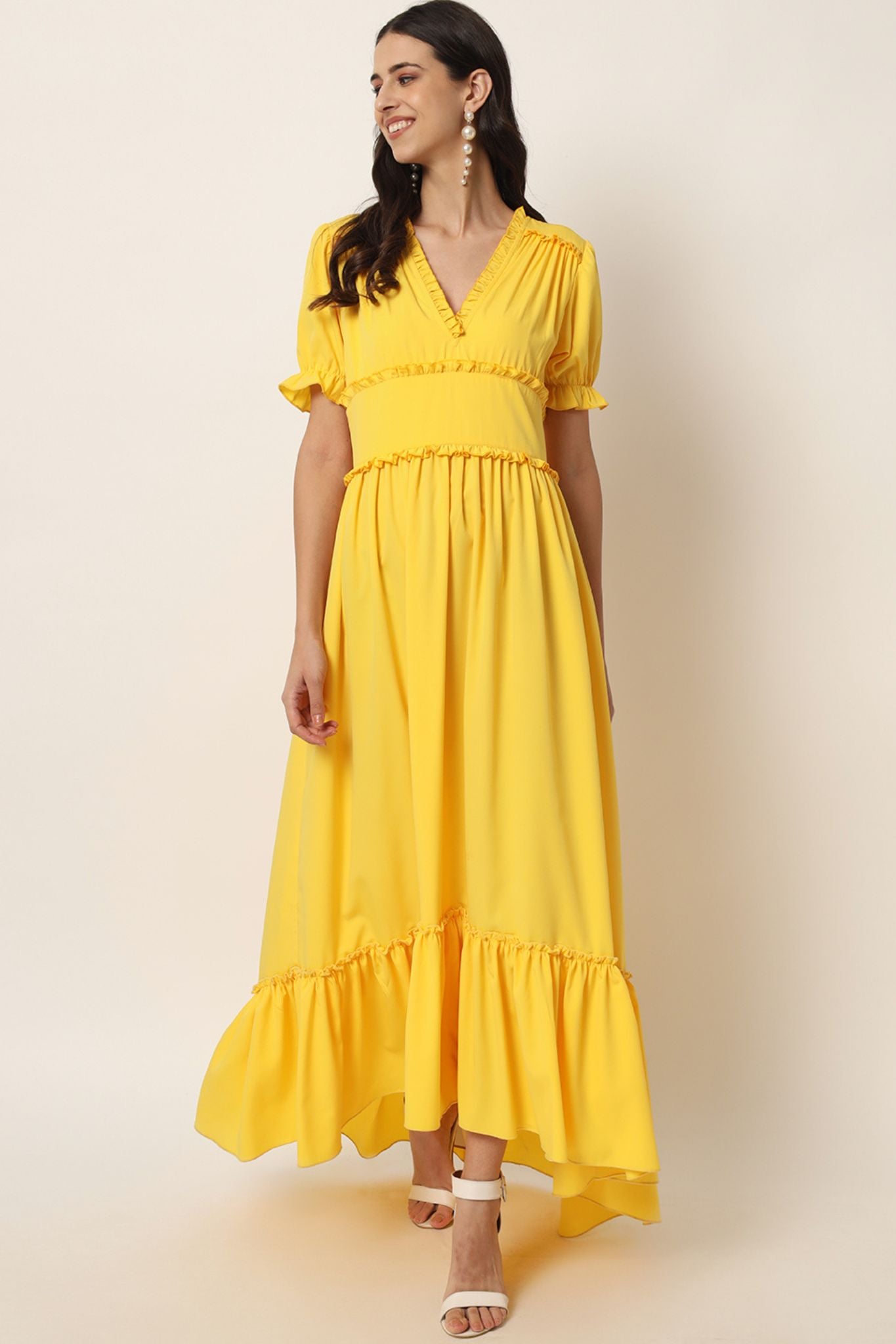 Ruffled High Low Maxi Dress - Alter Amour