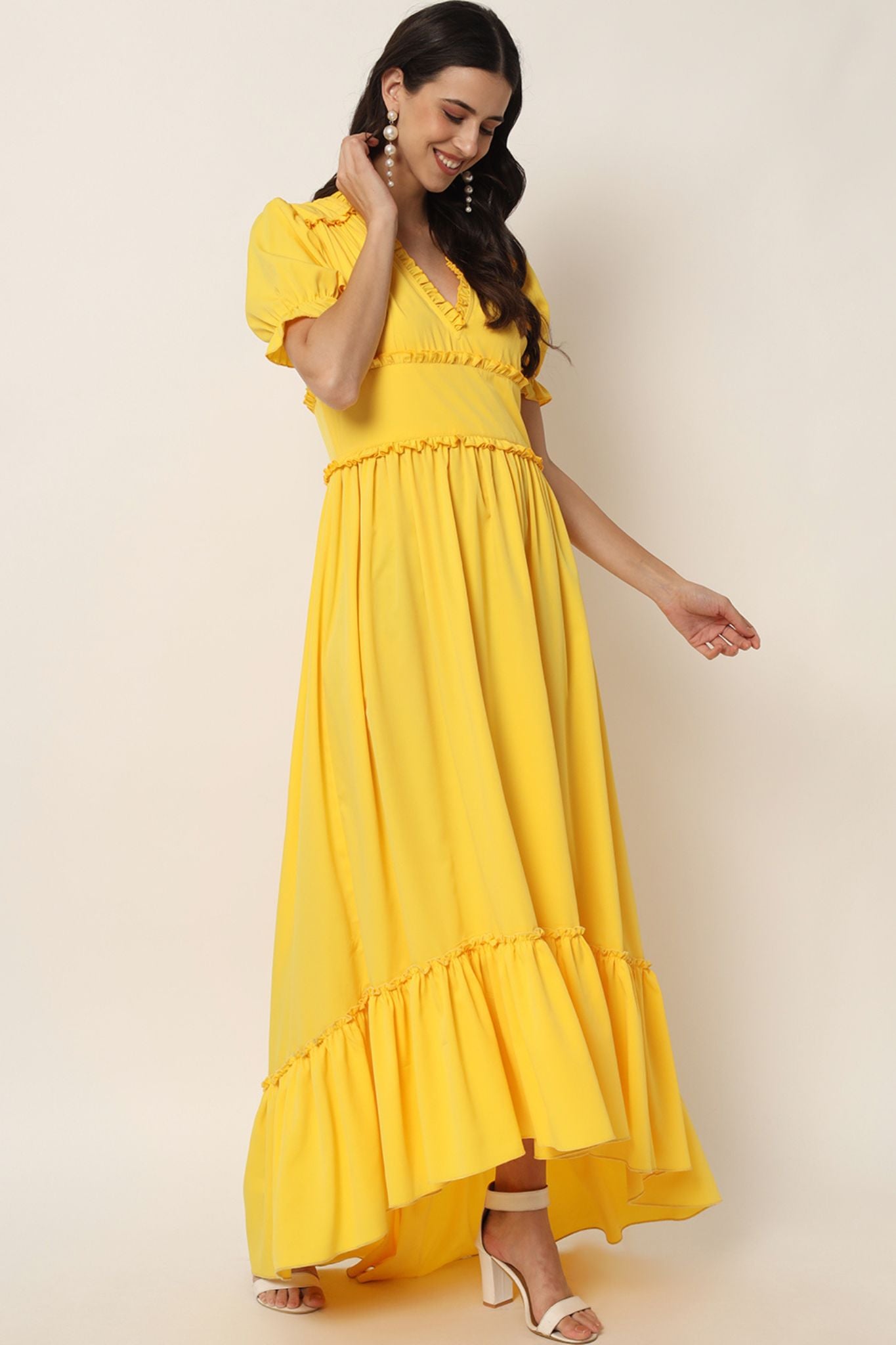 Ruffled High Low Maxi Dress - Alter Amour