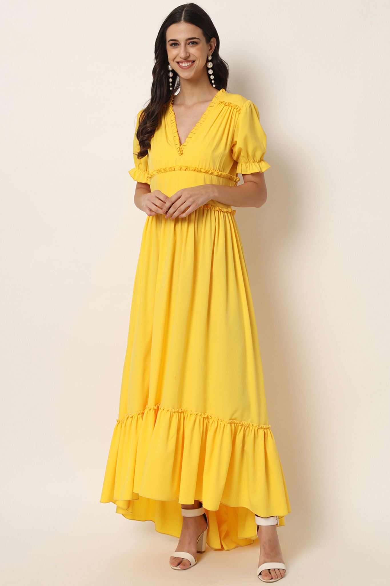 Ruffled High Low Maxi Dress - Alter Amour