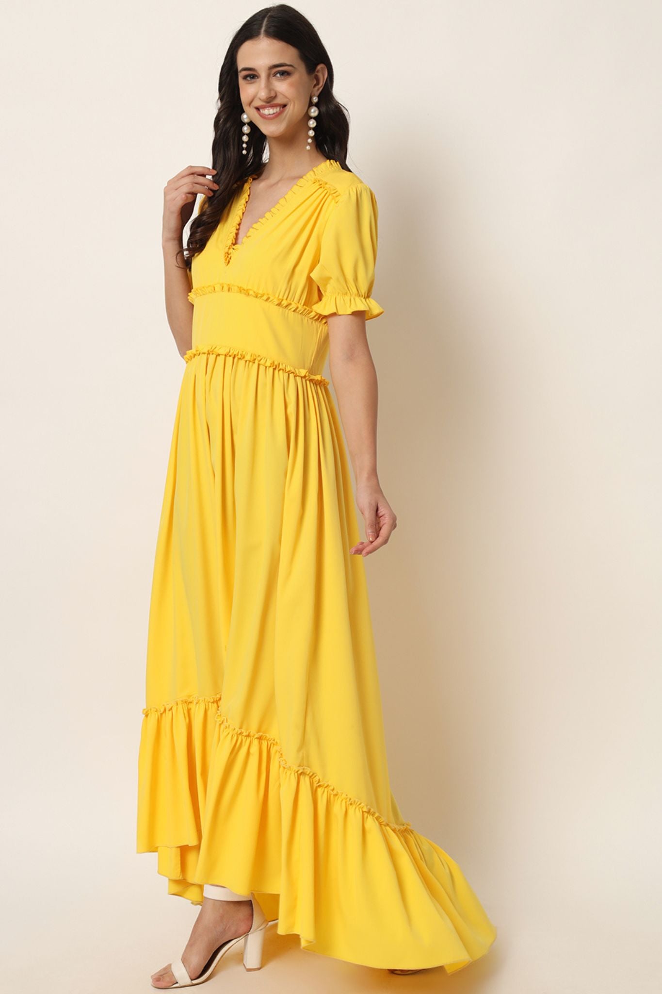 Ruffled High Low Maxi Dress - Alter Amour