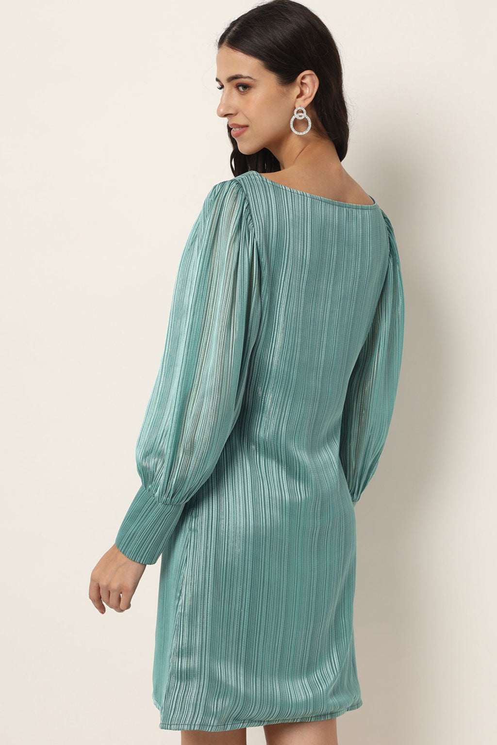Sage Green Striped Short Dress - Alter Amour