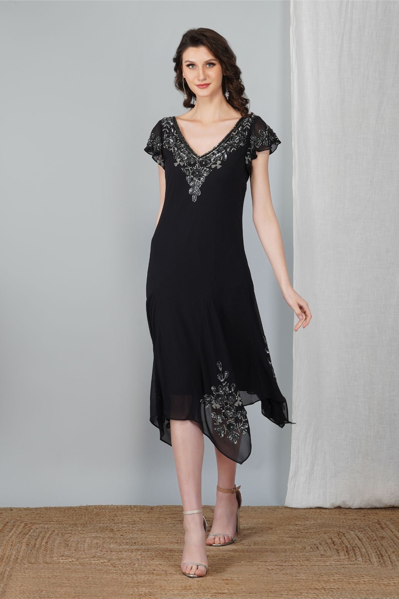 Selene - Embellished Godet Dress - AlterAmour
