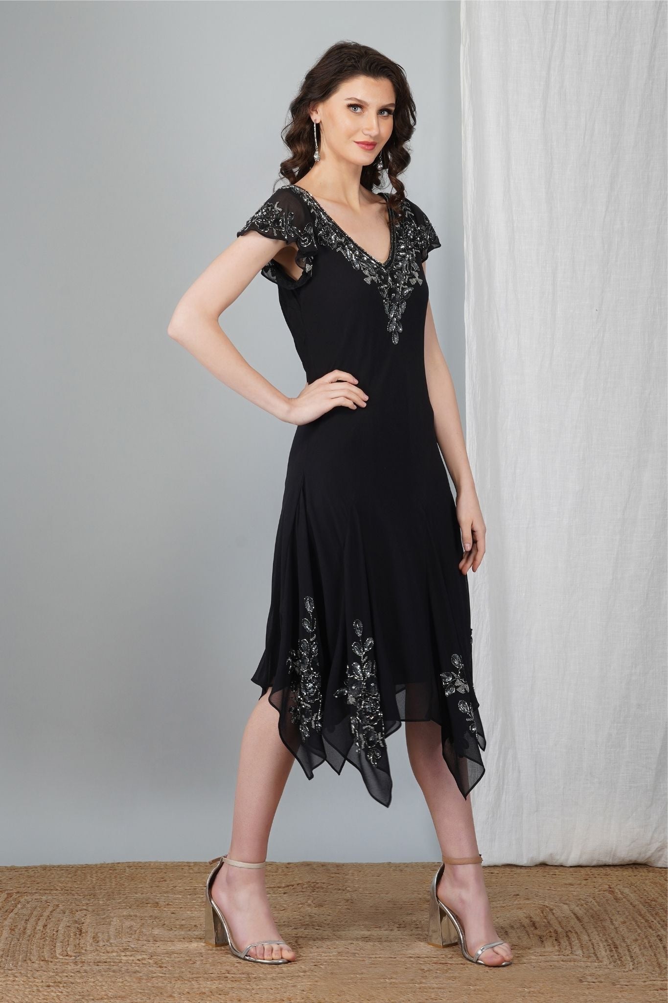 Selene - Embellished Godet Dress - AlterAmour