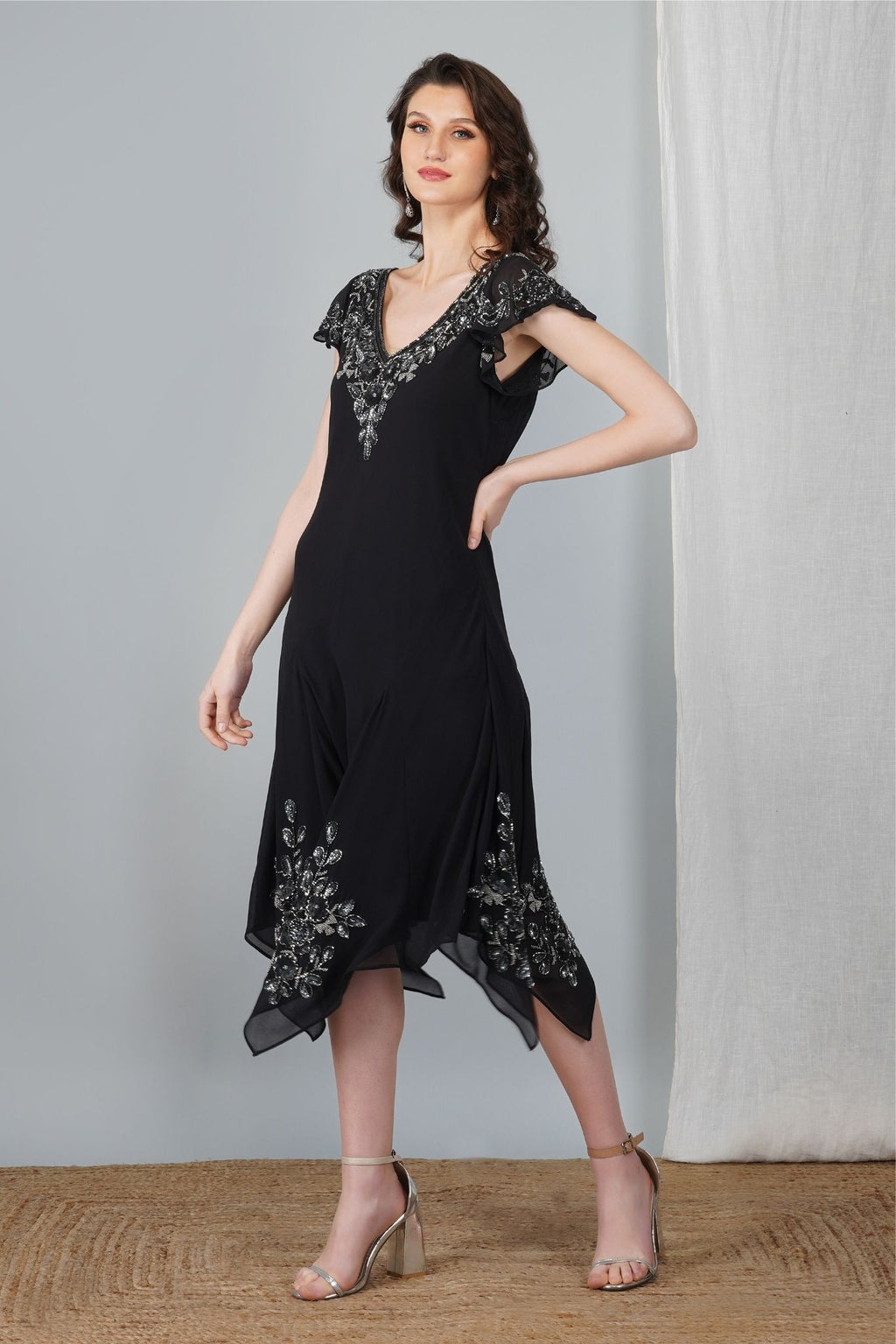 Selene - Embellished Godet Dress - AlterAmour
