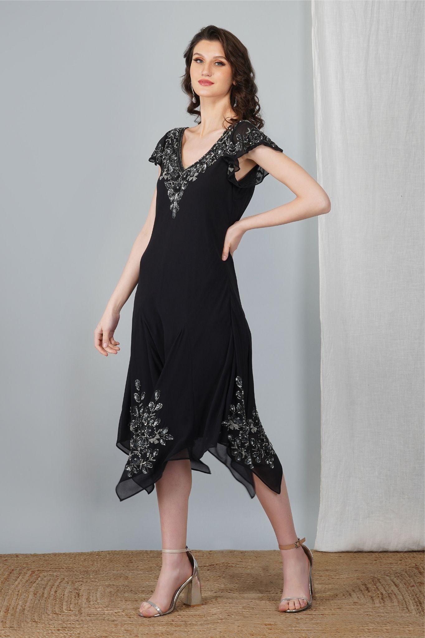 Selene - Embellished Godet Dress - AlterAmour