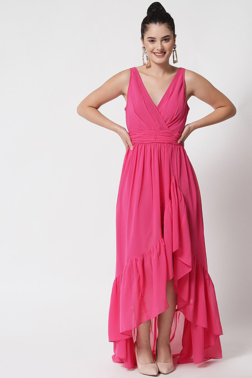 Surplice Bodice Pink High-Low Dress  - Alter Amour