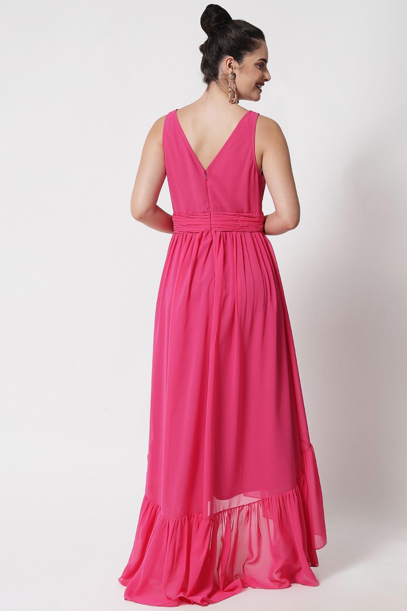 Surplice Bodice Pink High-Low Dress  - Alter Amour