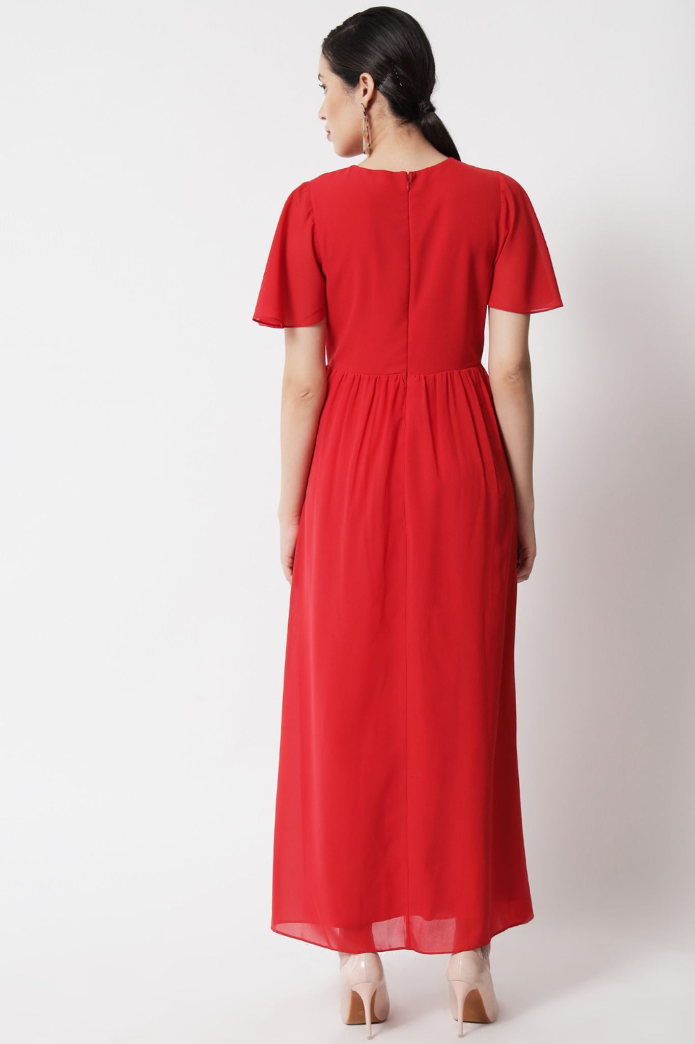 Wrap Bodice Red Dress