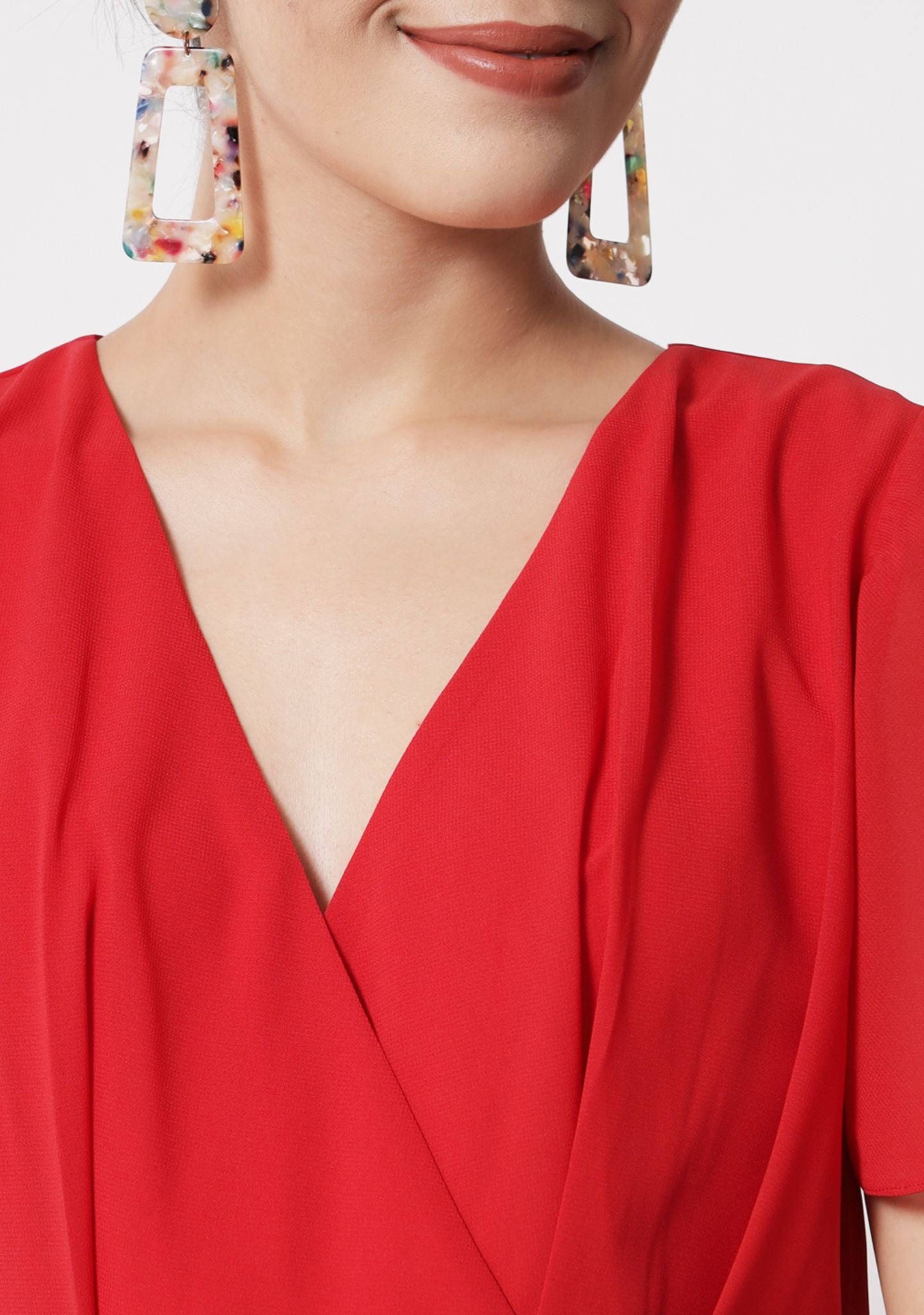 Wrap Bodice Red Dress